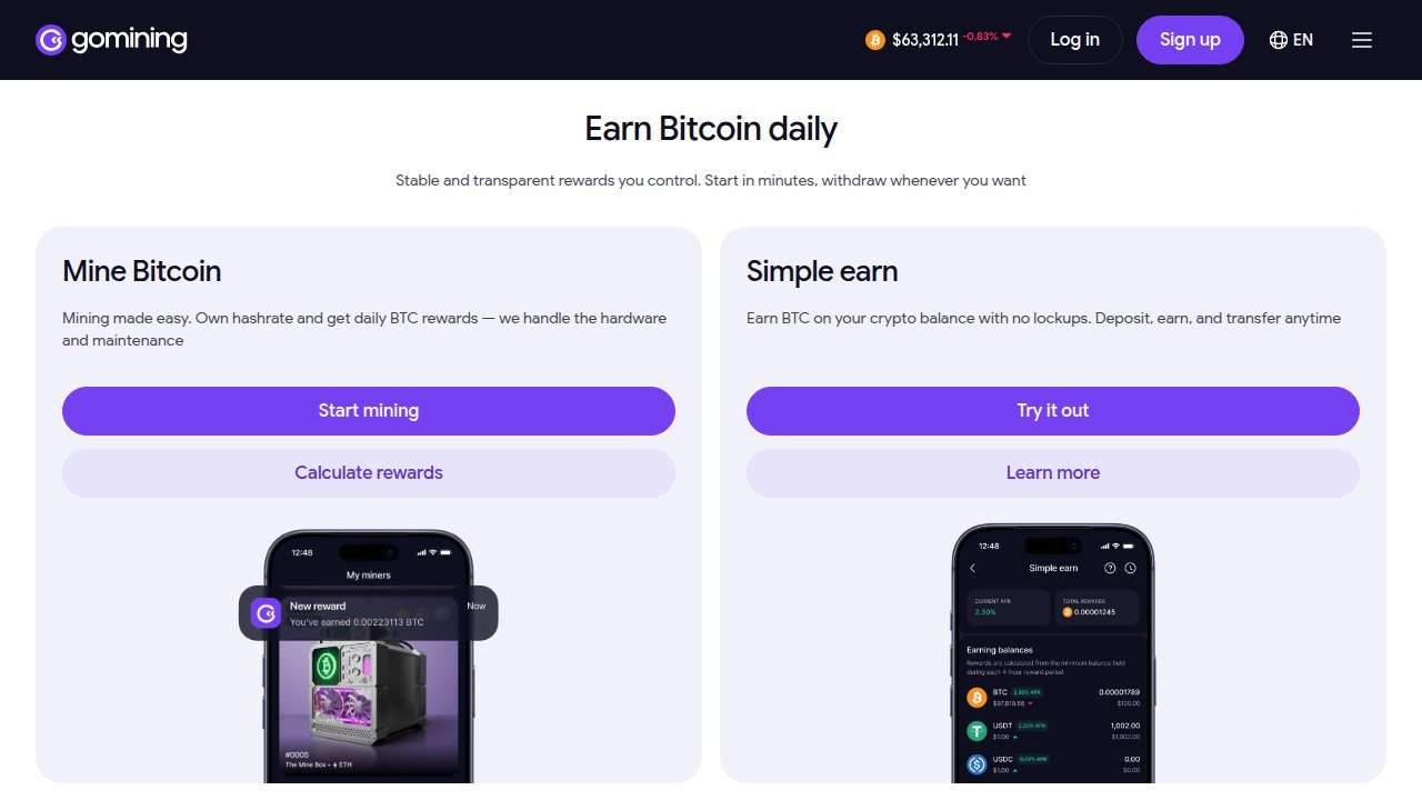 📱 Mine or earn — one app